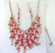 Fashion necklace and earring set, chain necklace with multi reddish rhinestone embedded web shape da