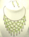 Fashion necklace and earring set, chain necklace with multi greenish rhinestone embedded web shape d