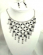 Fashion necklace and earring set, chain necklace with multi black rhinestone embedded web shape dang