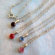 Fashion chain necklace with mini strip holding rounded cz stone pendant decor at center