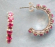 Cz jewelry manufactuer, multi pinkish cz embedded C shape sterling silver stud earring