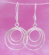 Geometric earring wholesale, triple circle loop sterling silver fish hook earring
