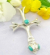 unt hip hop cross pendant cross with a snake head at the bottom decor with turquoise design with 925