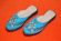 Blue jute slippers with handembroidered patterns