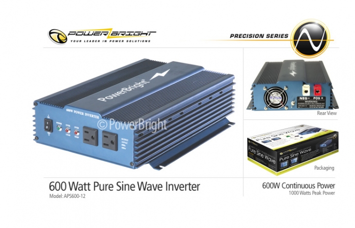600 Watt 12 Volt Pure Sine Power Inverter