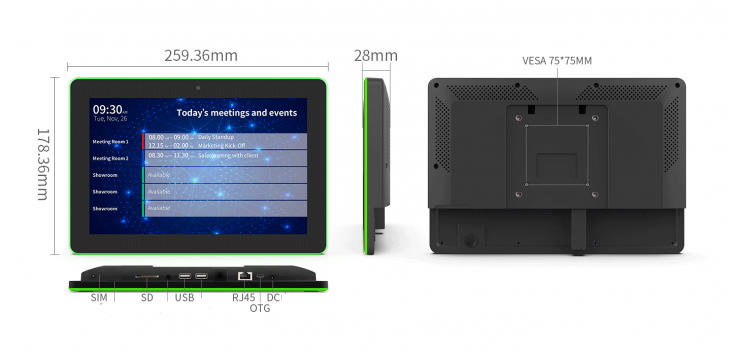 10.1" Wall Mount Android PoE Tablet with full surround LED bar