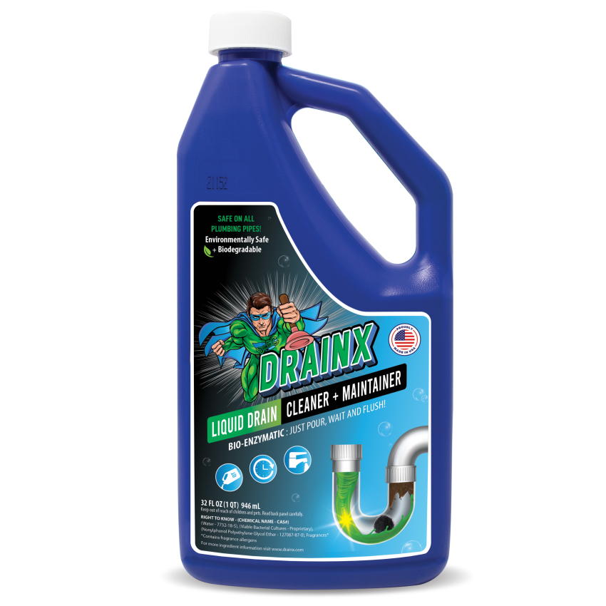 Drainx Drain Cleaner and Maintainer Solution, 1 Quart, 32 fl oz (Made in USA)