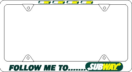 License Plate Frame Featuring Subway® logos