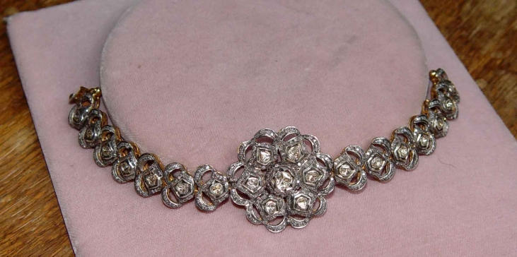 Gorgeous Georgian Gold Rose Medallion Diamond Bracelet