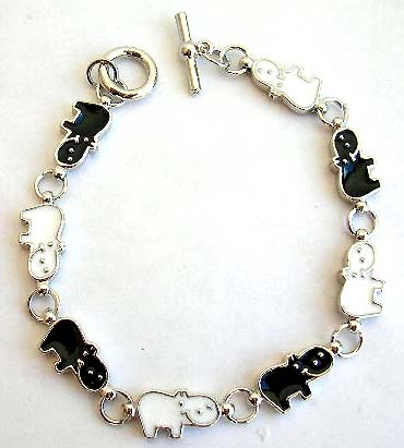 Jewelry for animal lovers fashion bracelet in multi enamel black and white sheep pattern design, wit