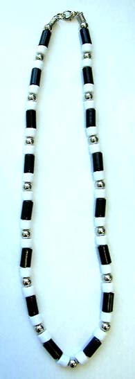 art black and white, wholesale artistic jewelry fashion necklace with white black silver beads