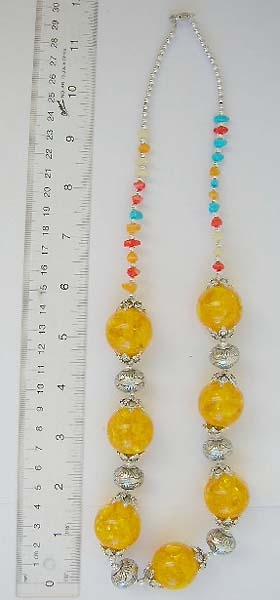 Wholesale unique fashion jewelry Tibetan style fashion necklace with yellow long oval shape imitatio