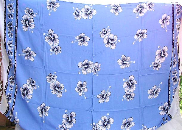 Wholesale summer sarong-mono blue sarong with multi flowers