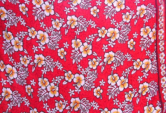 Wholesale summer dress trend - sarong of mono red with multi white orchard flowers