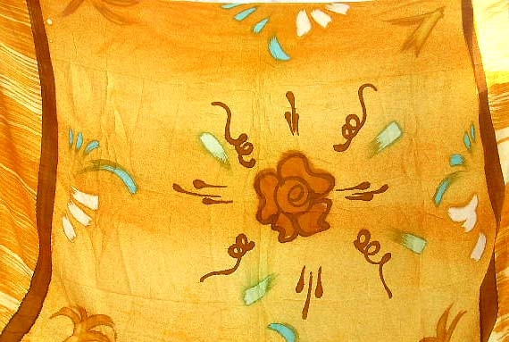 Wholesale water color sarong-brighten yellow sarong wrap with fansy flower decor