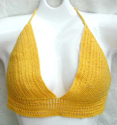 2005 fashion trend wholesale yellow crochet top sexy bra summer wear