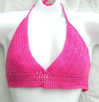 Beach wear manufacturer wholesale hot pinkish crochet bra top summer trend