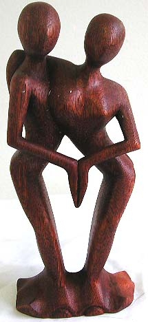 Hand-joined couple abstract carving, made of tropical hard wood