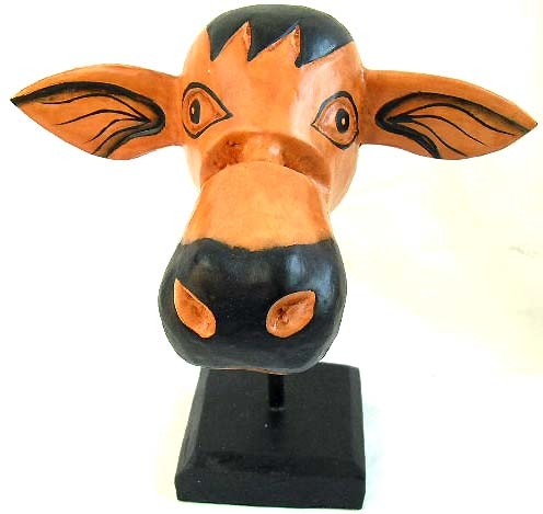 Color painting cow shape wooden glass holder