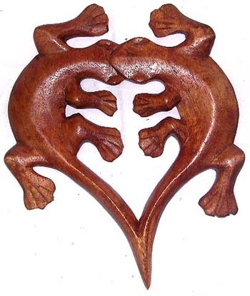 wholesale Bali arts and craft, Bali Abstract carving art of double kissing gecko