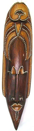Indonesian craft wholesale source supplier import export long lady head wooden mask with sharp chin