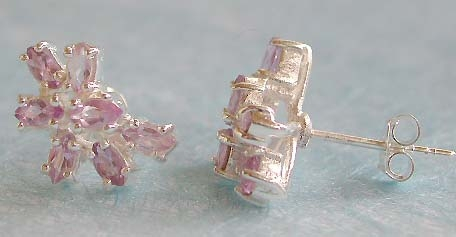 Wholesale cz earring silver jewelry, sterling silver stud earring with multi mini light purple cz fo
