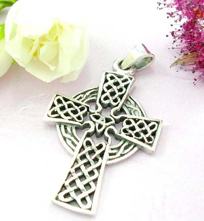 Religious pendants shopping online sterling silver cross pendant with celtic knot pattern design